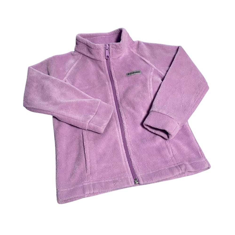Columbia Jacket Girls 4t Purple Fleece Full Zip Mock Neck Winter Coat Layer